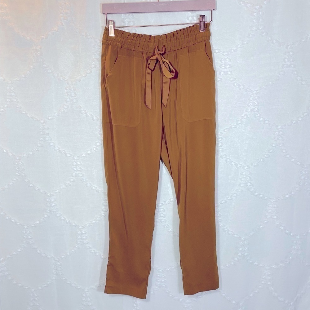 Zara high waisted elastic band camel pants size M